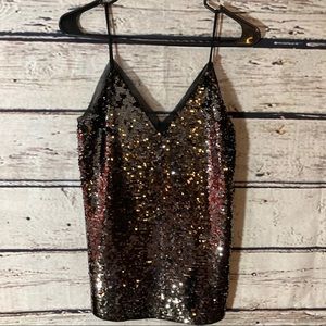 H&M Silver And Gold Sequin Sparkle Cami Top